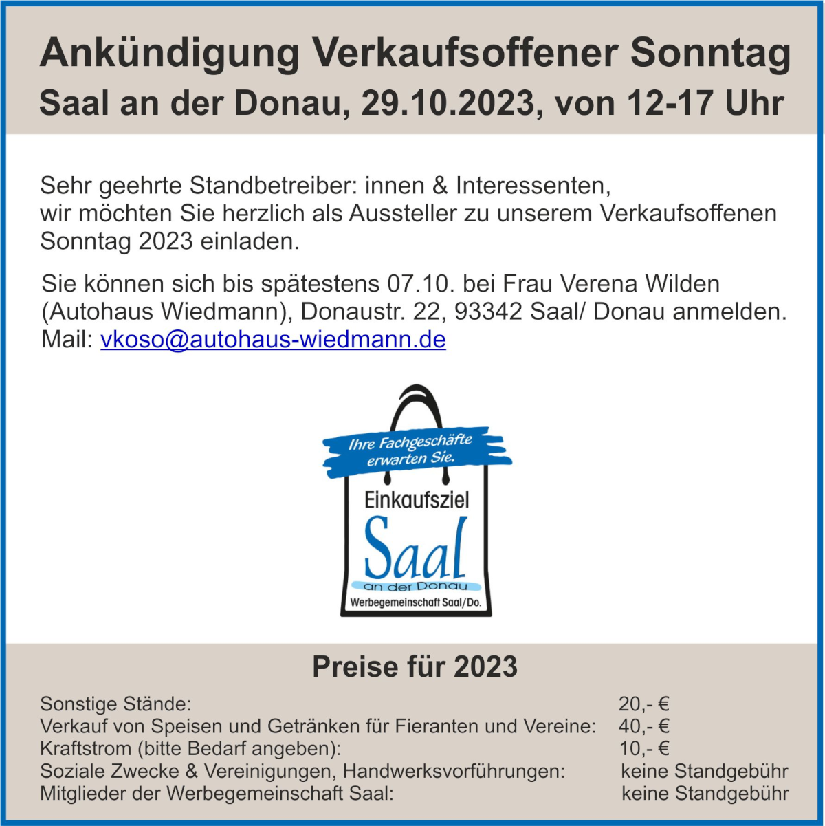 Verkaufsoffener Sonntag 29-10-2023
